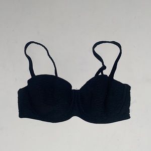 H&M Textured Honeycomb Bustier Corset Underwire Bra Top Bikini Black in 34C